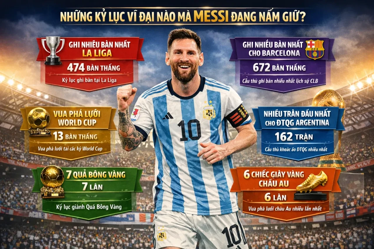 Bảng thống kê thành tích và những cột mốc kỷ lục vô tiền khoáng hậu của Messi