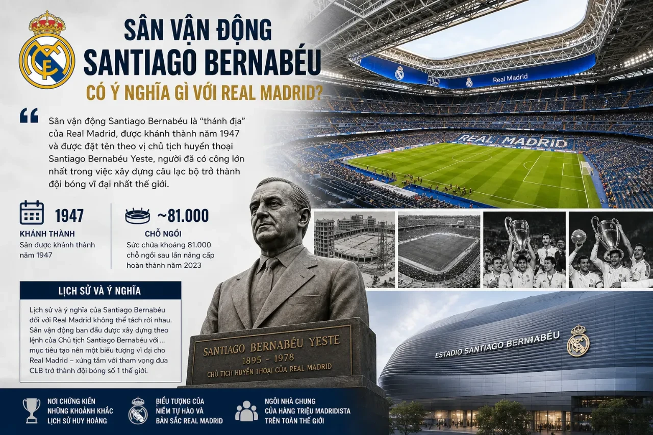 Phối cảnh kiến trúc mặt ngoài hiện đại tráng lệ của sân vận động Santiago Bernabeu sau khi nâng cấp công nghệ mái vòm