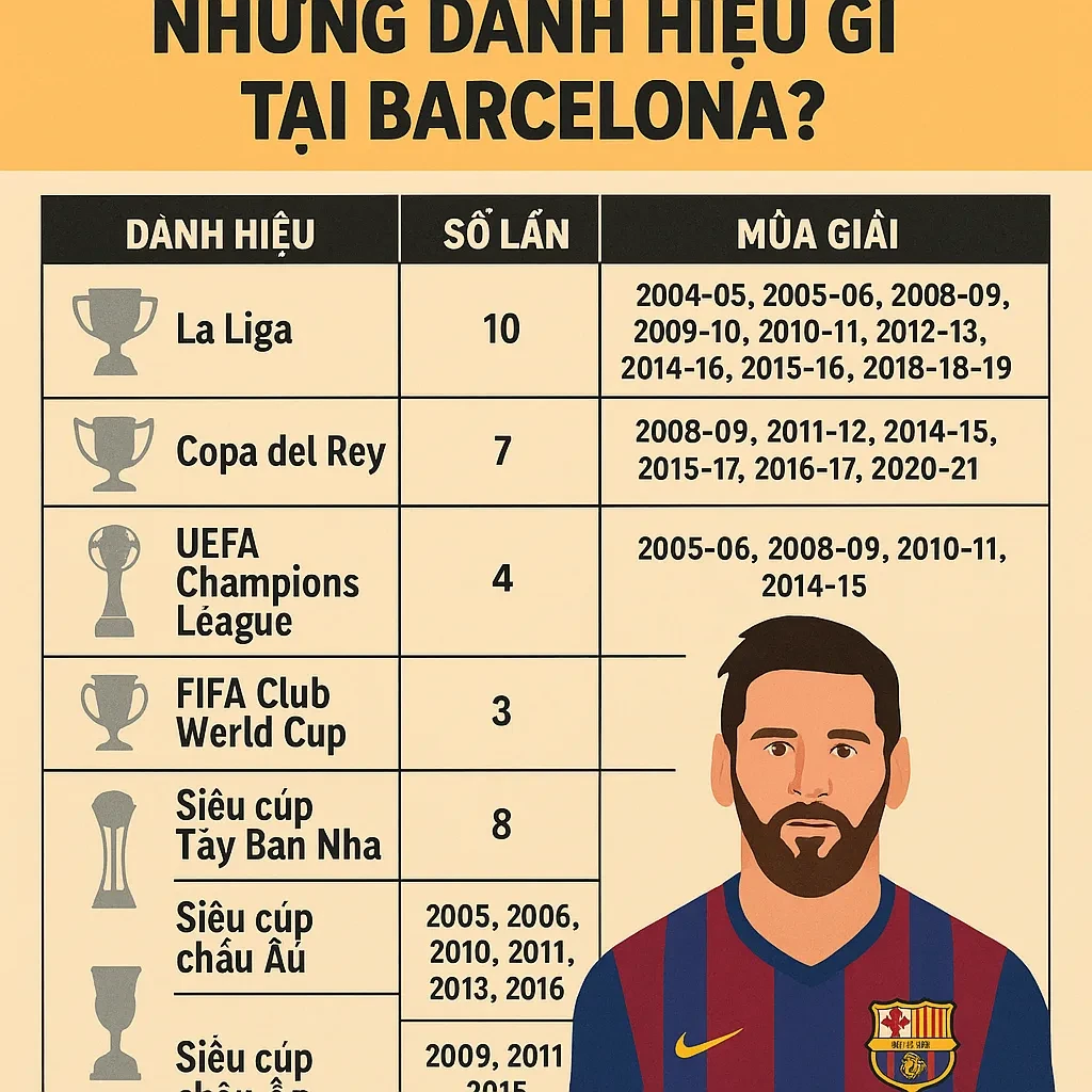 Lionel Messi rạng rỡ tạo dáng bên bộ sưu tập danh hiệu cúp đồ sộ giành được tại Barcelona