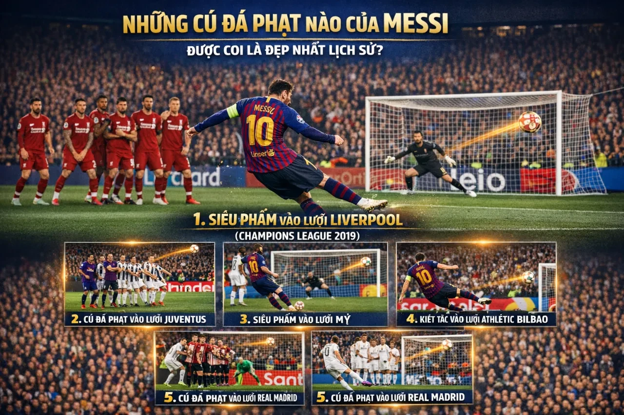 Quỹ đạo đường bóng xoáy hiểm hóc của cú đá phạt kinh điển từ chân trái Lionel Messi