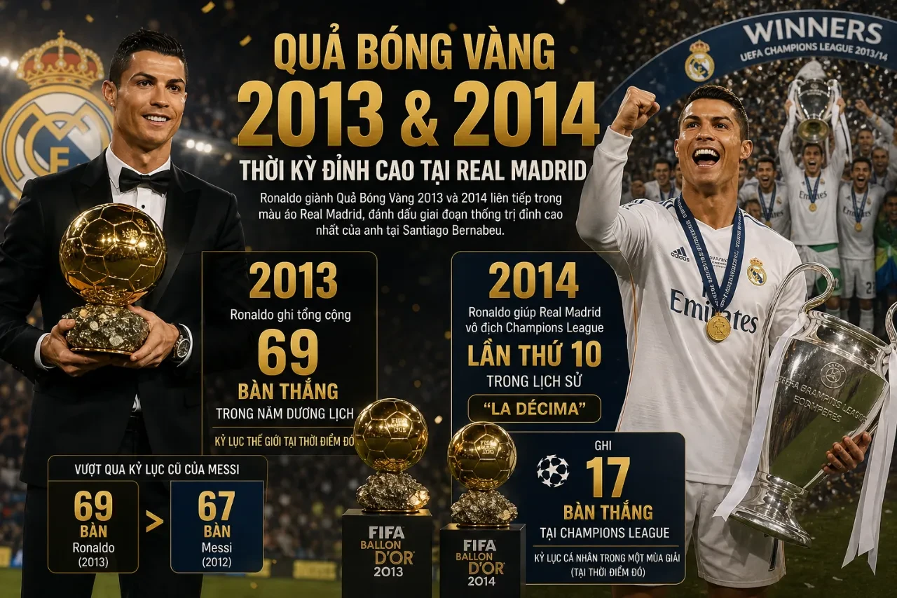 Ronaldo Giành Bao Nhiêu Quả Bóng Vàng? Hành Trình Chinh Phục 5 Danh Hiệu Của CR7