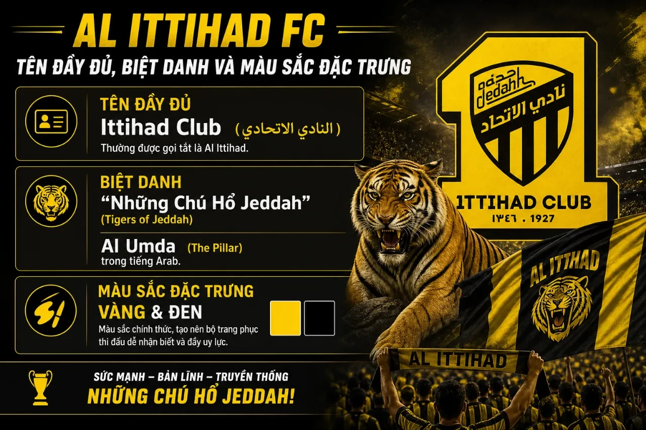 Biểu tượng truyền thống vàng đen của câu lạc bộ Al Ittihad Jeddah