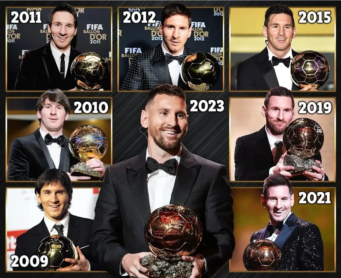 Lionel Messi mỉm cười kiêu hãnh bên danh hiệu Quả Bóng Vàng thứ 8 trong sự nghiệp