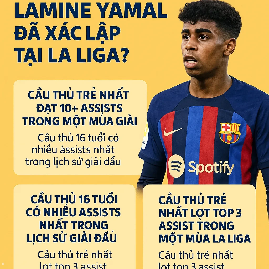 Lamine Yamal ăn mừng sau khi xác lập kỷ lục kiến tạo lịch sử tại La Liga