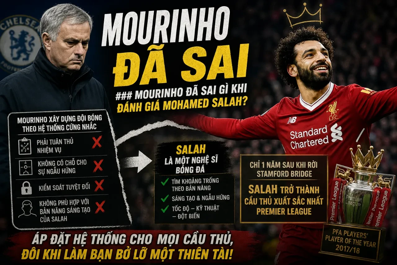 HLV Jose Mourinho bất lực nhìn Mohamed Salah rực sáng trong màu áo đối thủ Liverpool