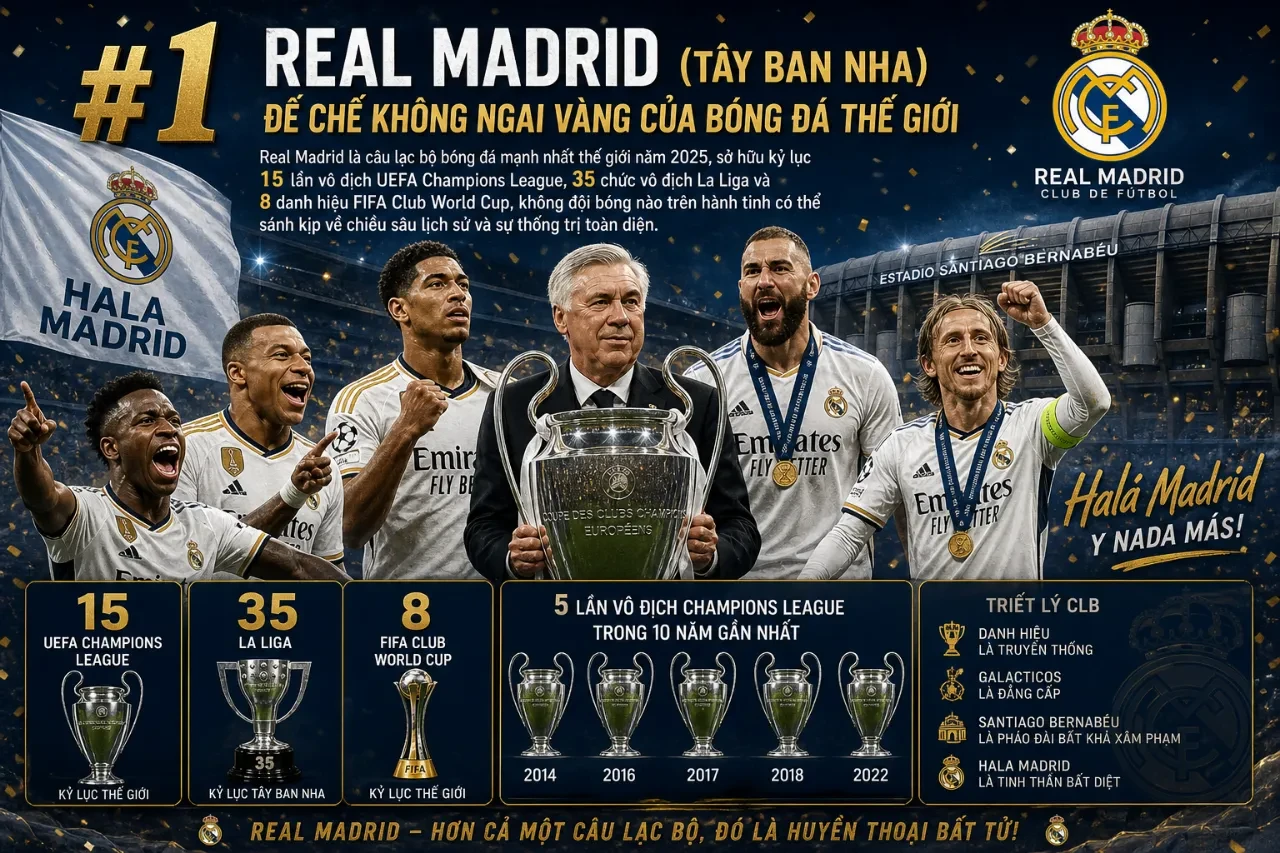 Đội hình Real Madrid ăn mừng chức vô địch Champions League danh giá