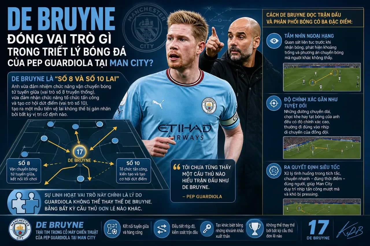 De Bruyne Đóng Vai Trò Gì Trong Triết Lý Bóng Đá Của Pep Guardiola Tại Man City?