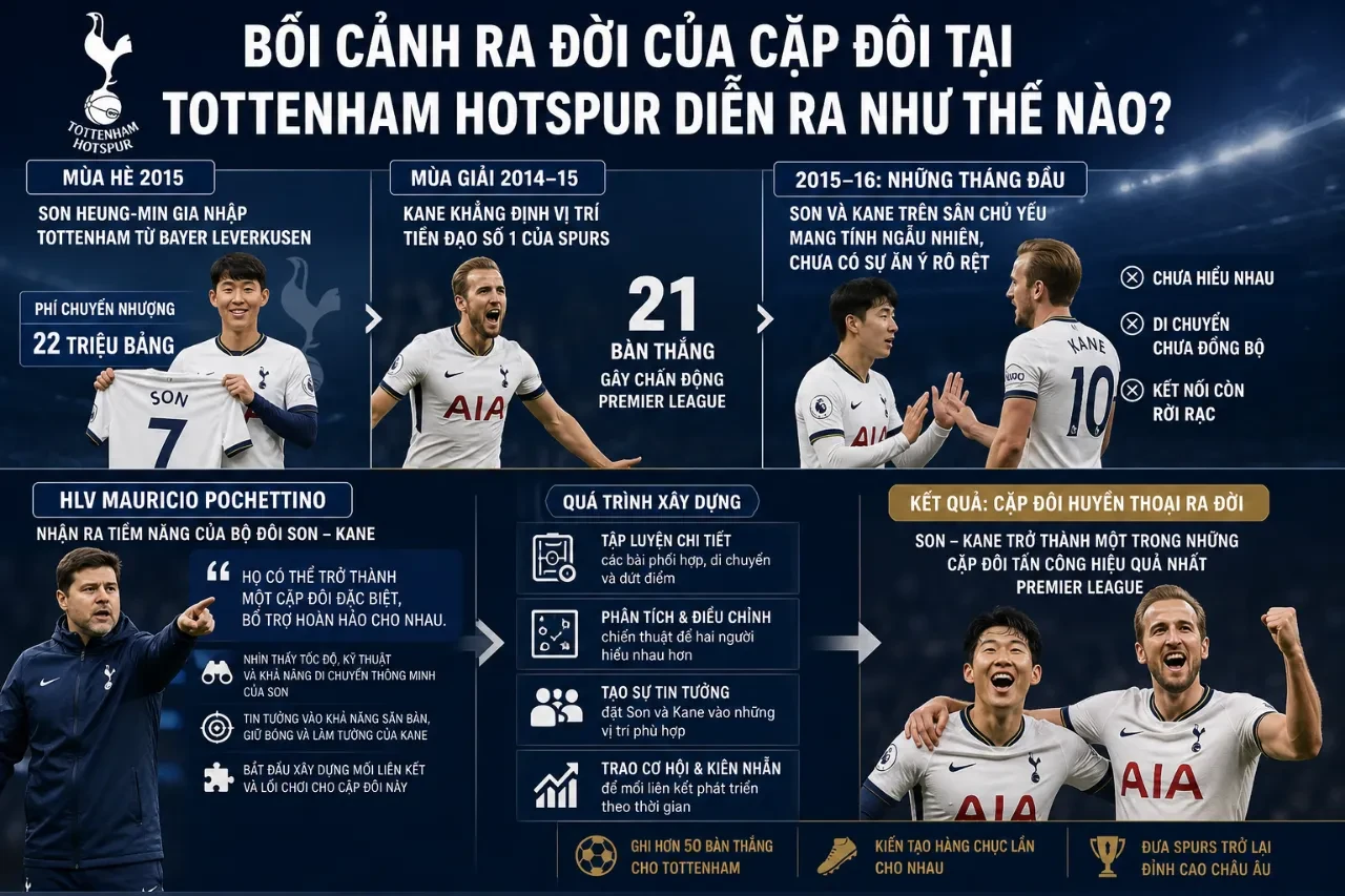 Son Heung-min và Harry Kane sát cánh thi đấu trong màu áo Tottenham Hotspur