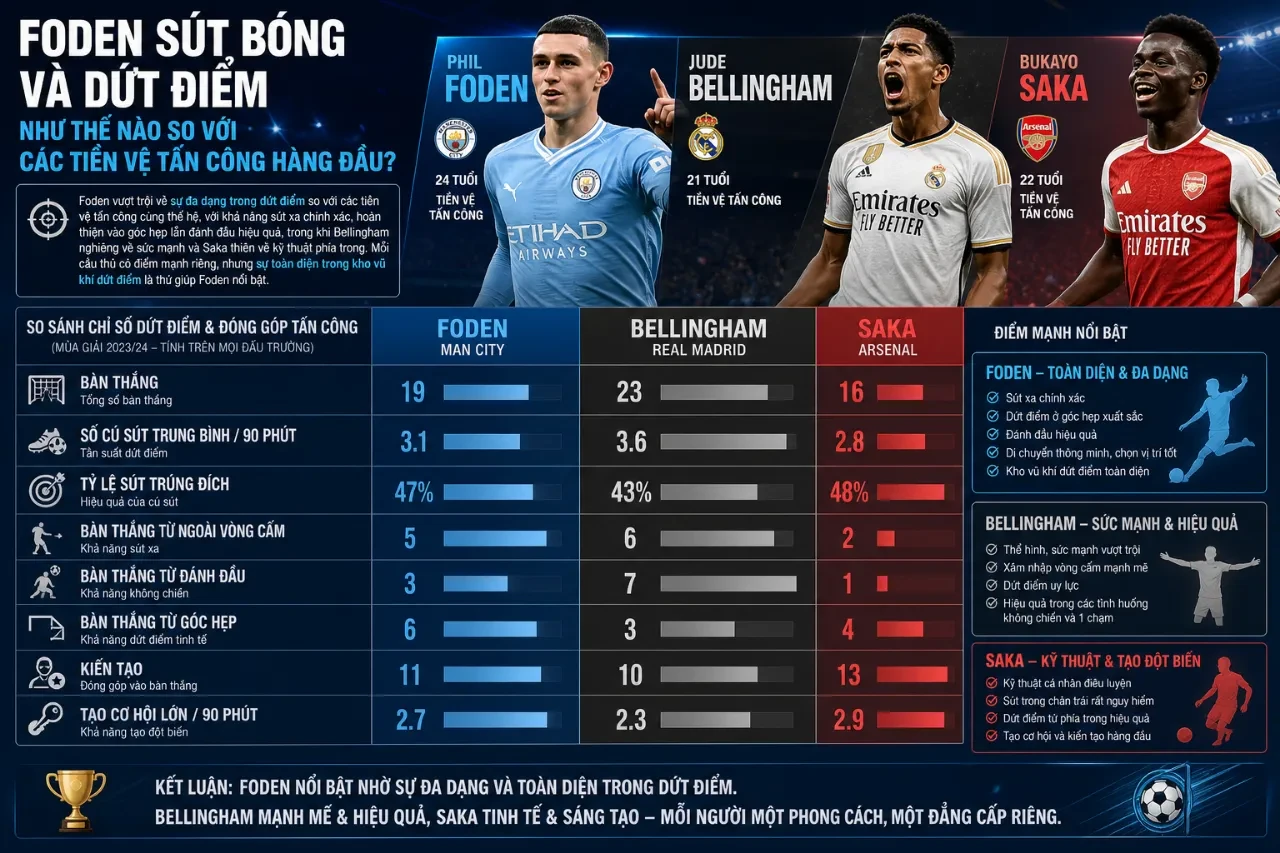 Giải Mã Phong Cách Chơi Bóng Của Phil Foden: Kỹ Thuật Điêu Luyện, Nhãn Quan Chiến Thuật Và Lối Thi Đấu Độc Nhất