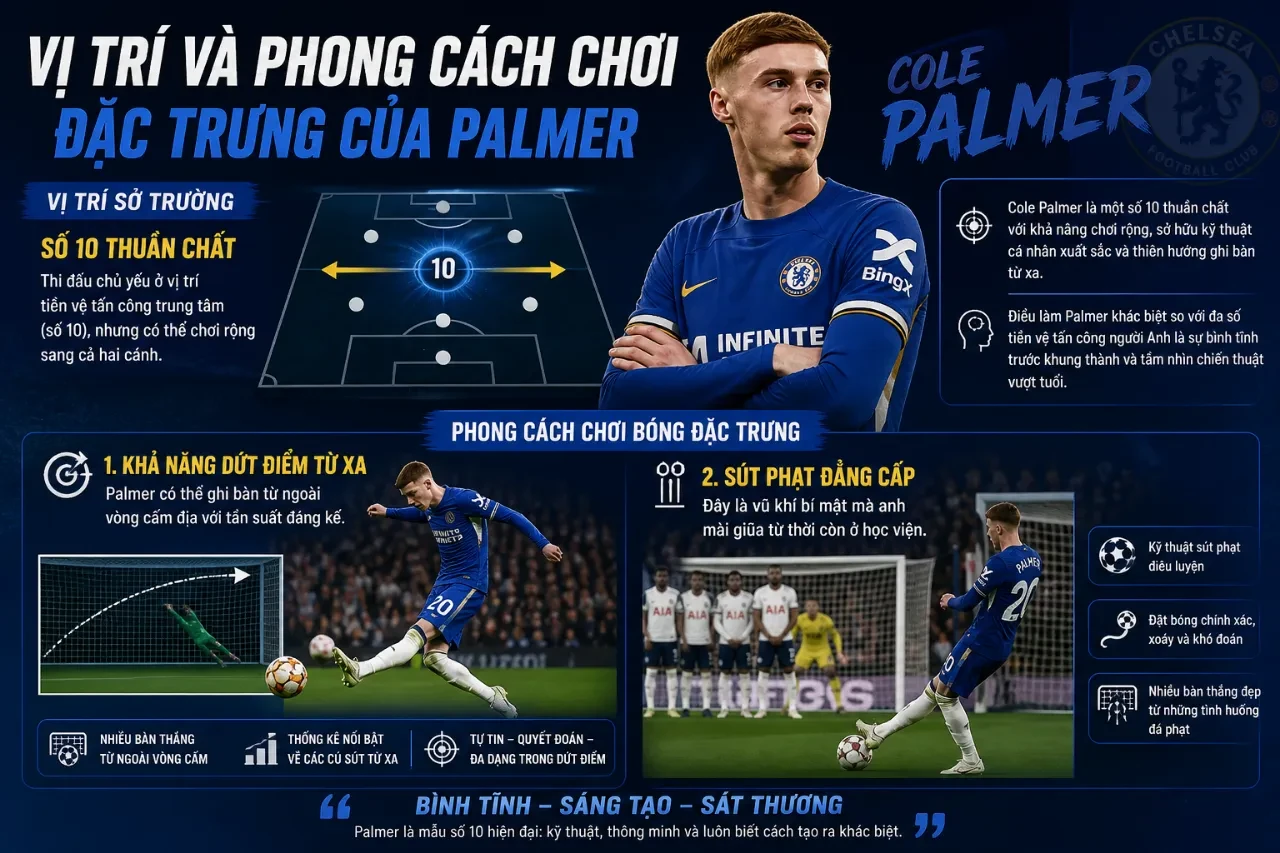 Cole Palmer cầm bóng quan sát điều tiết lối chơi tấn công