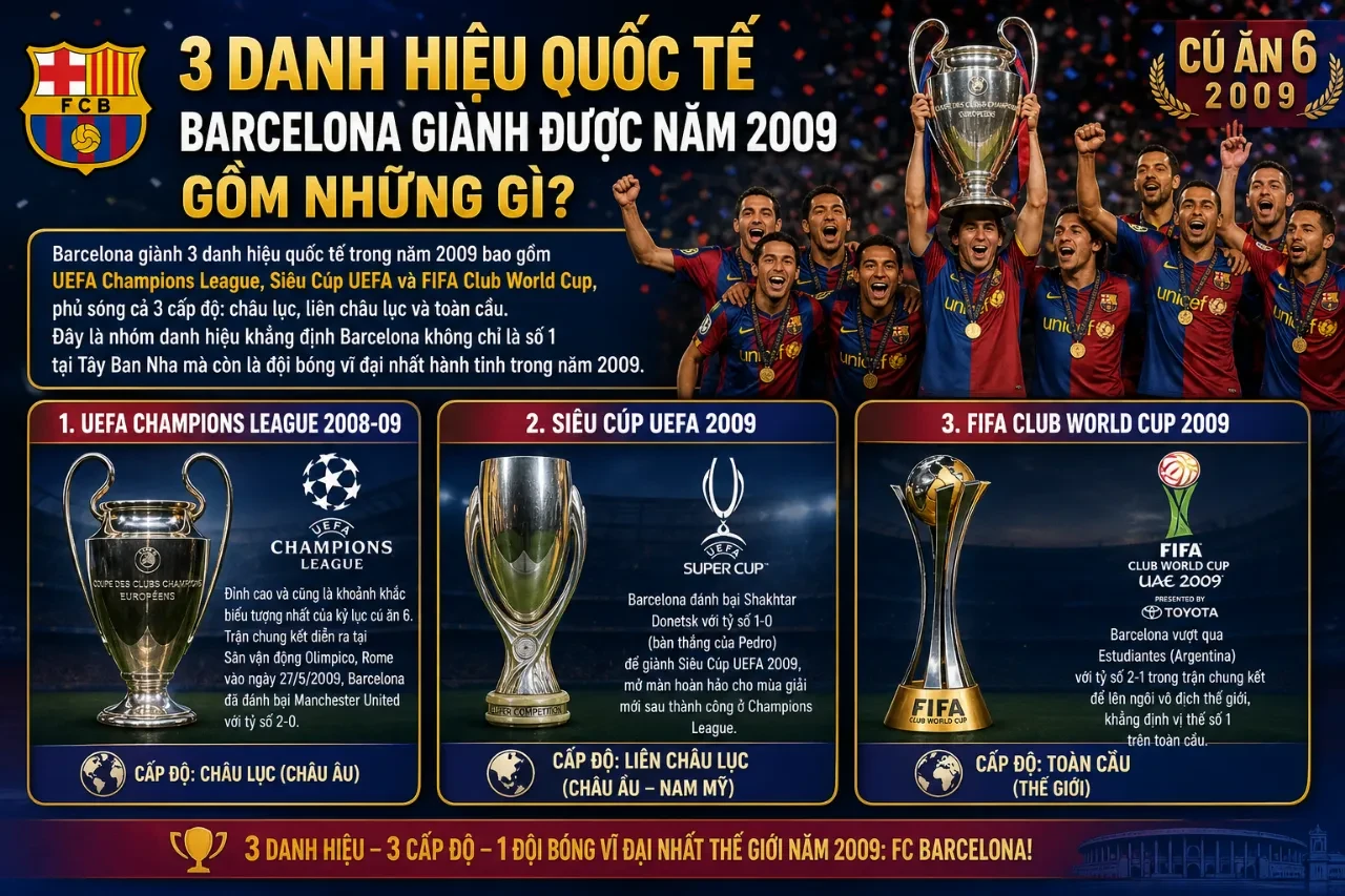 Khoảnh khắc nâng cao chiếc cúp vô địch châu Âu danh giá của các cầu thủ Barcelona tại đấu trường quốc tế