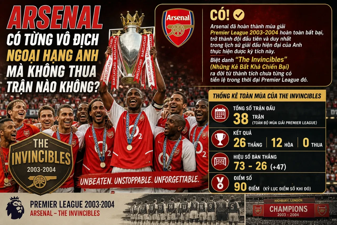 Đội hình CLB Arsenal ăn mừng chức vô địch Ngoại Hạng Anh bất bại mùa giải 2003-2004
