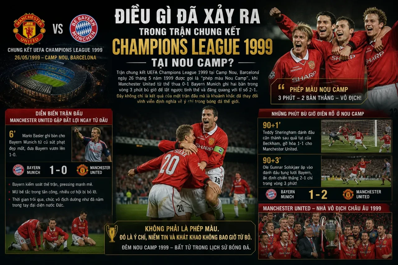 Giải Mã Kỷ Lục Cú Ăn Ba 1999: Tại Sao Manchester United Tạo Ra Huyền Thoại Bất Tử Của Bóng Đá Thế Giới?