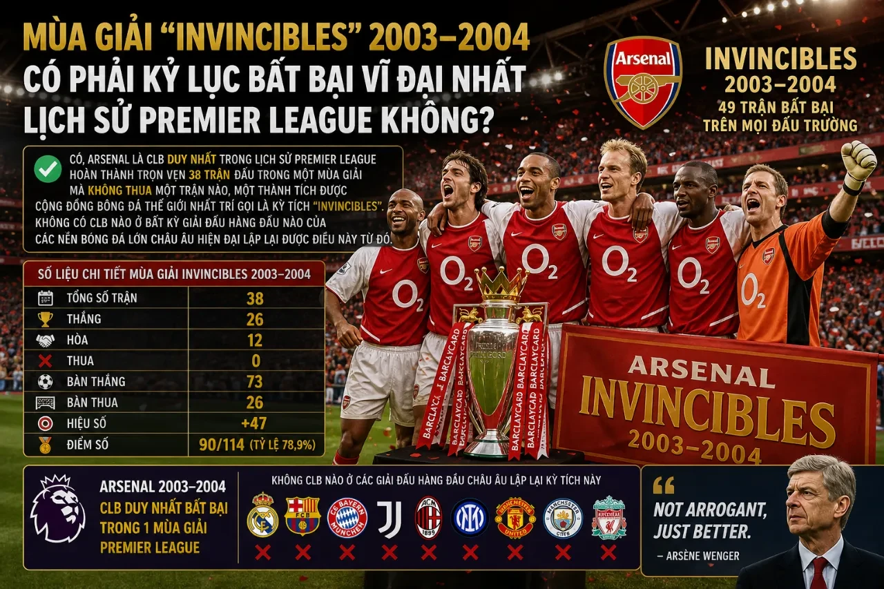 Thống Kê Thành Tích CLB Arsenal: Toàn Bộ Danh Hiệu & Kỷ Lục Của Pháo Thủ Qua Các Mùa Giải