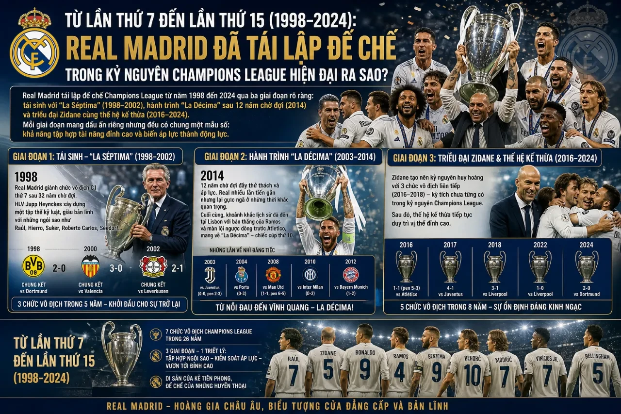 Cầu thủ Real Madrid nâng cao chiếc cúp vô địch Champions League danh giá trong kỷ nguyên hiện đại