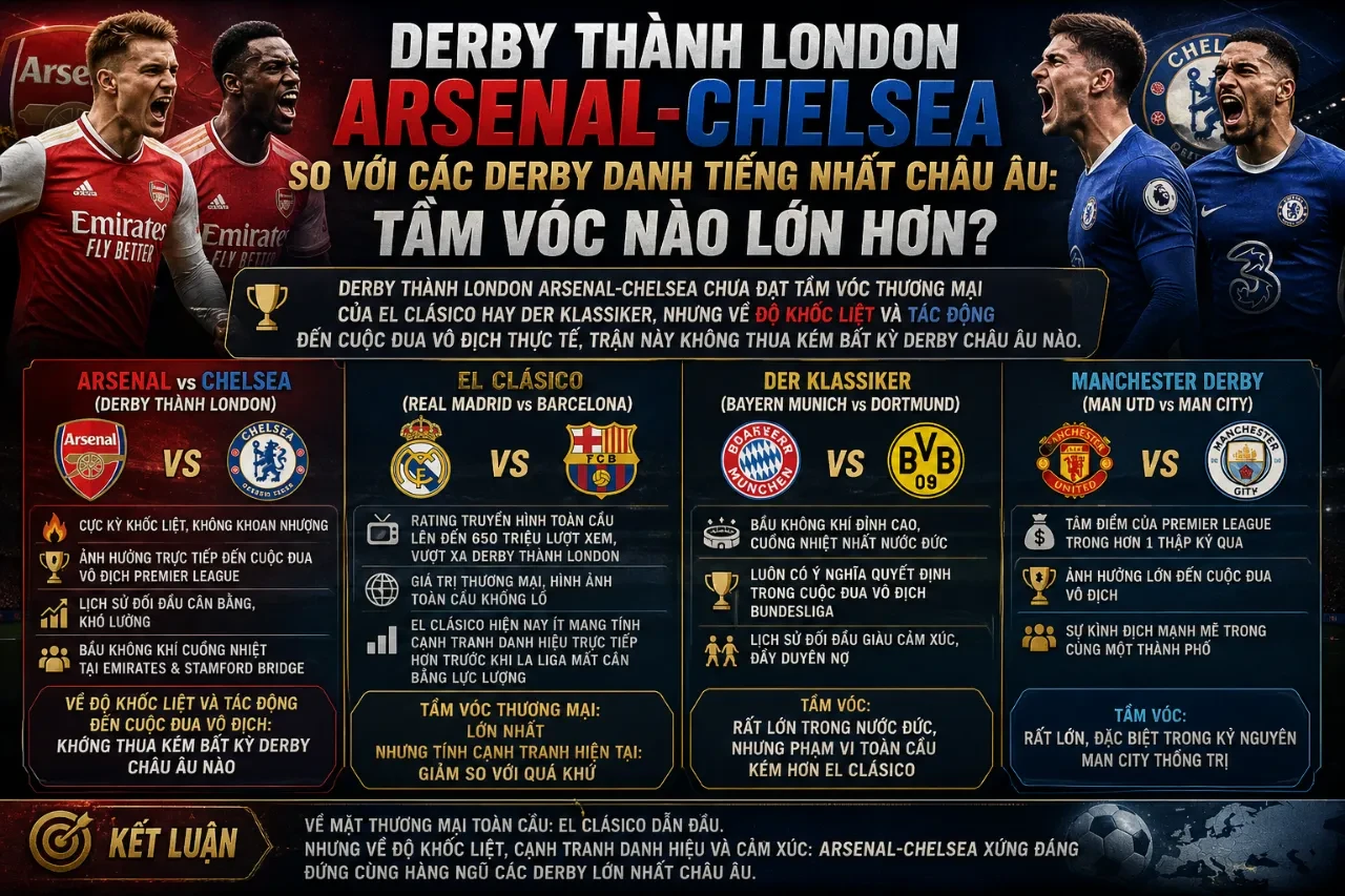Giải Mã Derby Thành London: Khi Pháo Thủ Arsenal Đối Đầu The Blues Chelsea Trong Cuộc Chiến Ngôi Vương Premier League