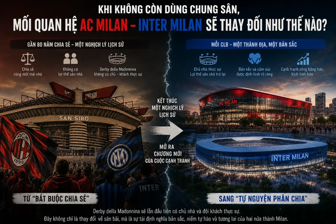 Khi Không Còn Dùng Chung Sân, Mối Quan Hệ AC Milan Inter Milan Sẽ Thay Đổi Như Thế Nào