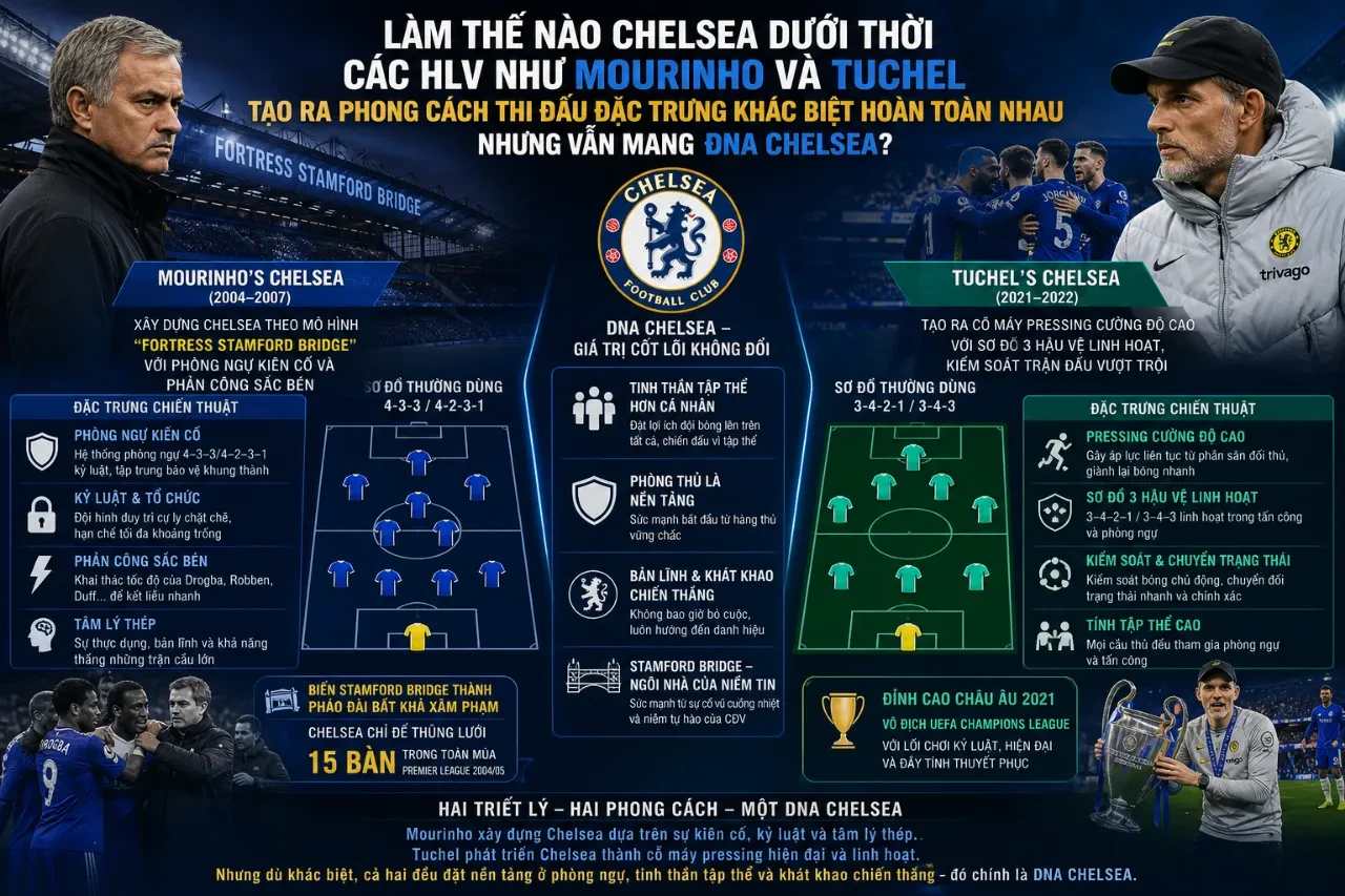 Phong cách chiến thuật dưới thời các huấn luyện viên đại tài tại Chelsea