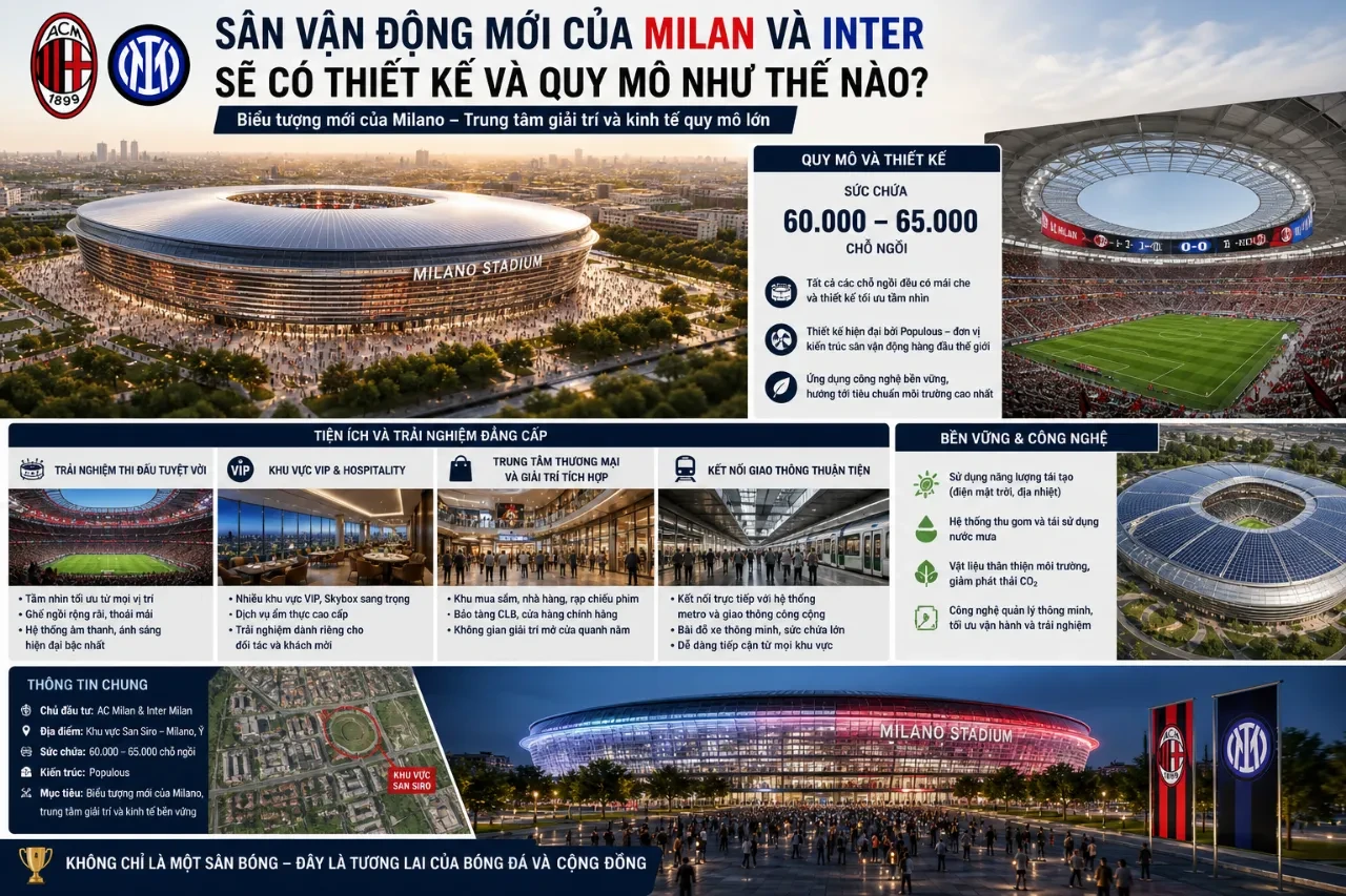 Bản vẽ phối cảnh kiến trúc siêu sân vận động mới của AC Milan và Inter Milan