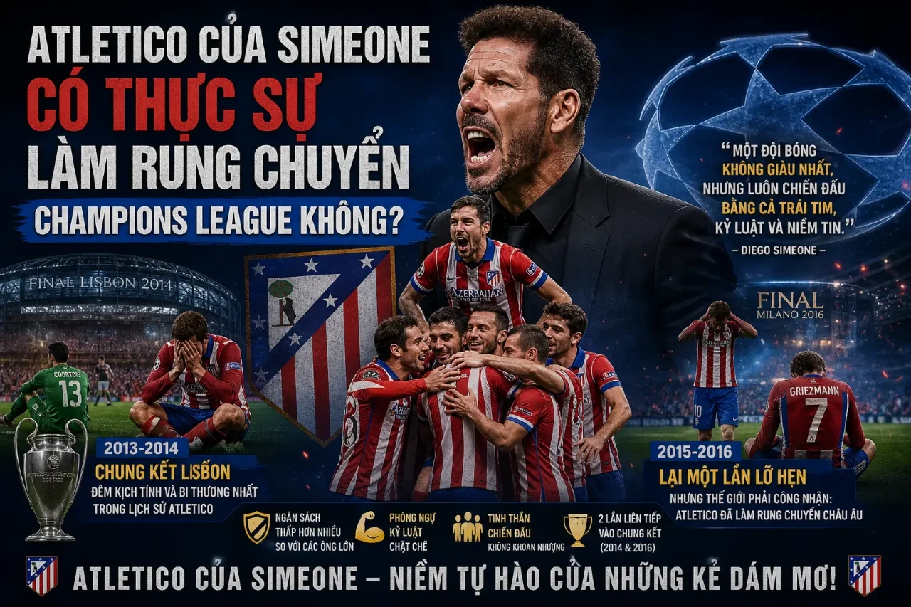 Cầu thủ Atletico Madrid ăn mừng bàn thắng tại đấu trường Champions League