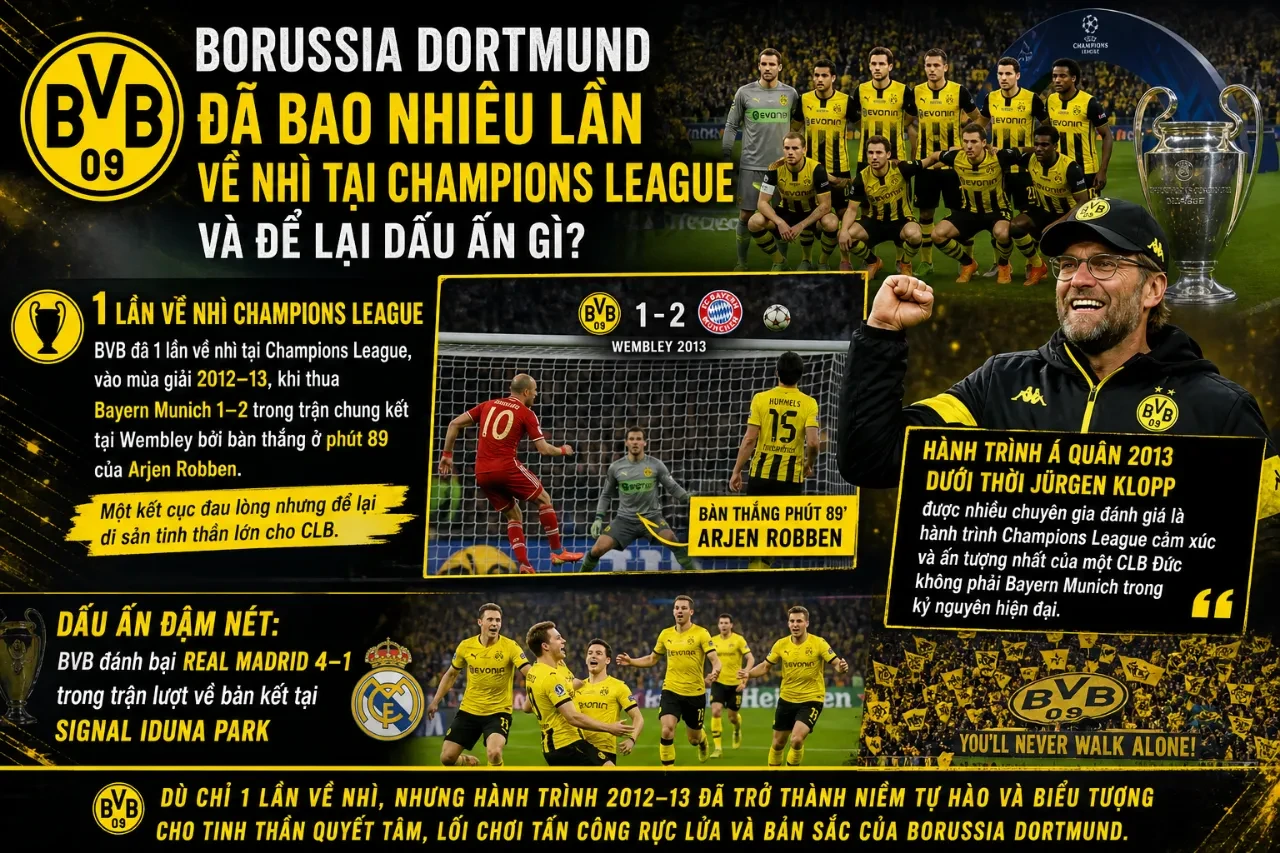 Khoảnh khắc thi đấu của Borussia Dortmund tại đấu trường châu Âu
