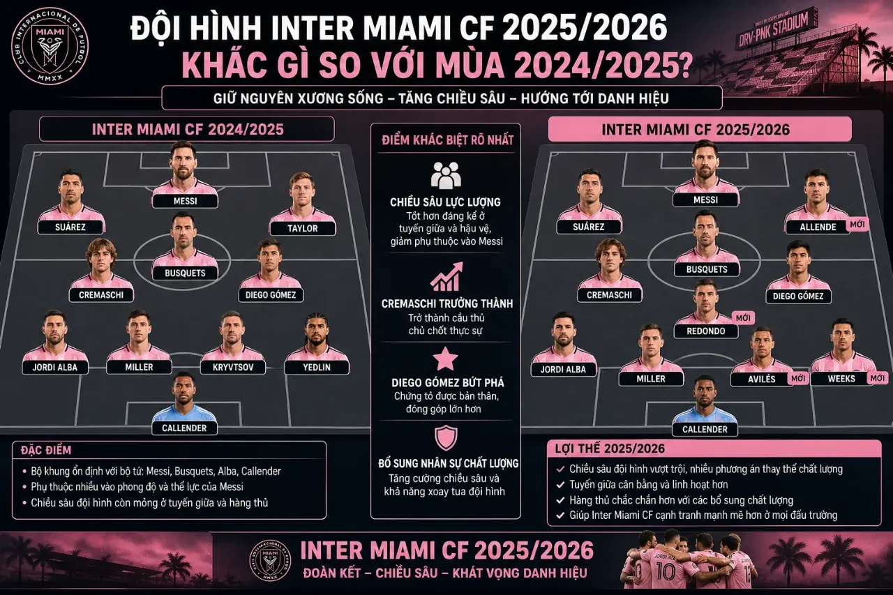 So sánh đội hình Inter Miami CF qua các mùa giải