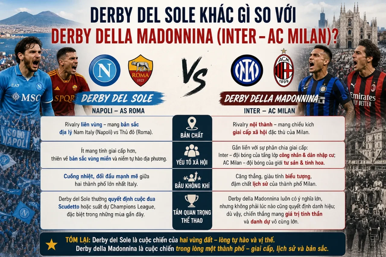 Không khí cuồng nhiệt tại sân vận động trong các trận derby lớn của bóng đá Italy