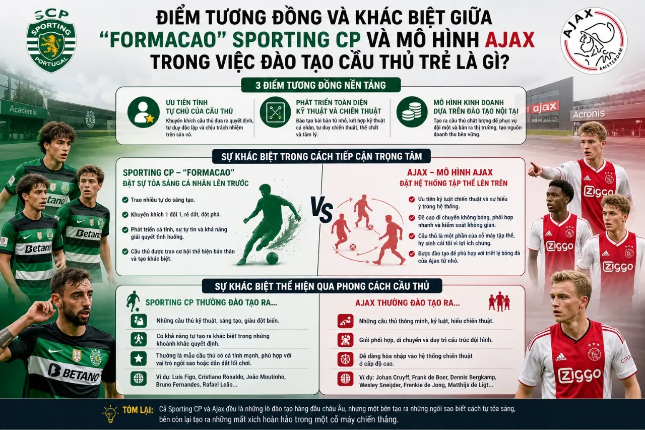 So sánh học viện Sporting CP và Ajax