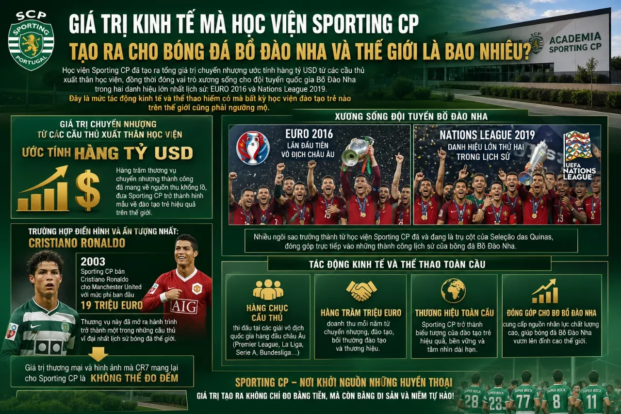 Giá Trị Kinh Tế Mà Học Viện Sporting CP Tạo Ra Cho Bóng Đá Bồ Đào Nha Và Thế Giới Là Bao Nhiêu?