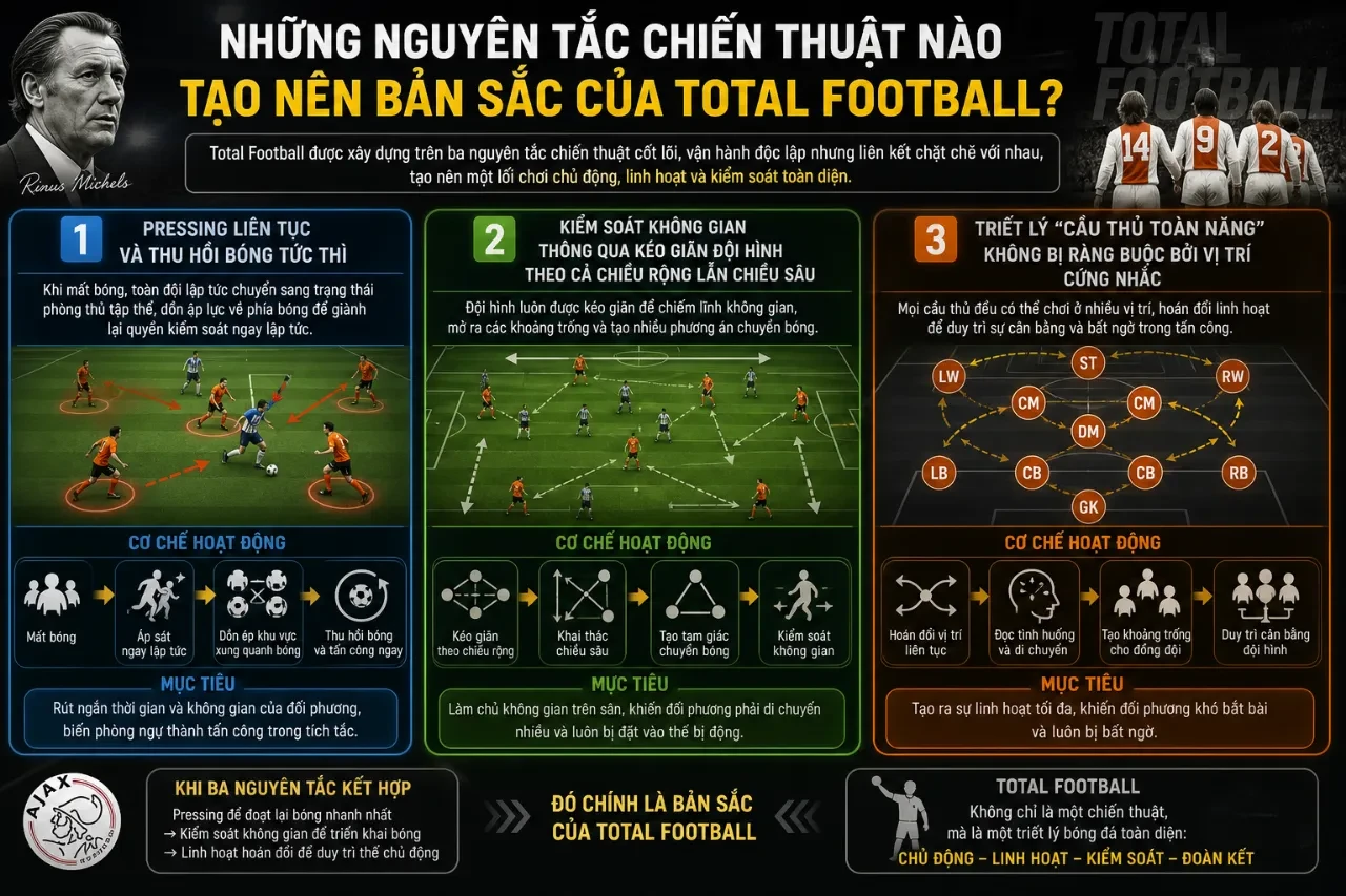 Sơ đồ minh họa nguyên tắc chiến thuật bóng đá tổng lực