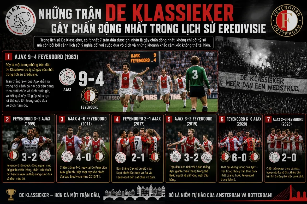 De Klassieker – Giải Mã Trận Siêu Kinh Điển Hà Lan: Khi Ajax Amsterdam Đối Đầu Kẻ Thù Truyền Kiếp Feyenoord Rotterdam