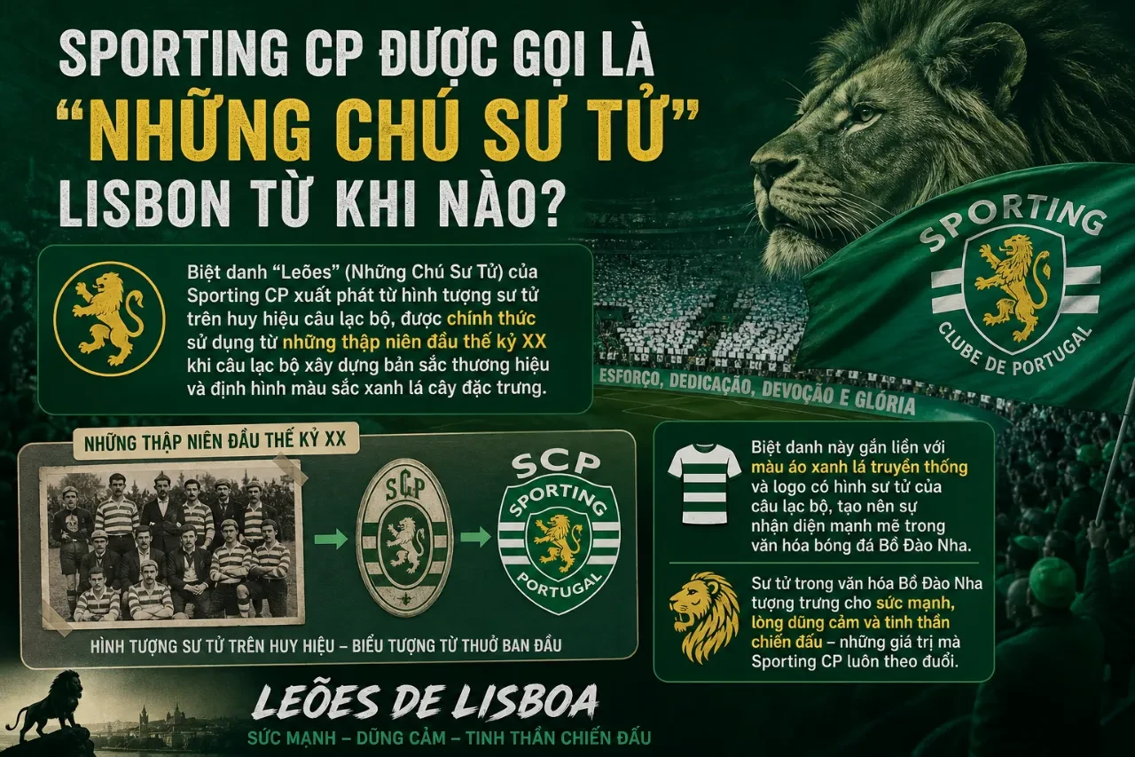Huy hiệu hình sư tử biểu tượng của câu lạc bộ Sporting CP