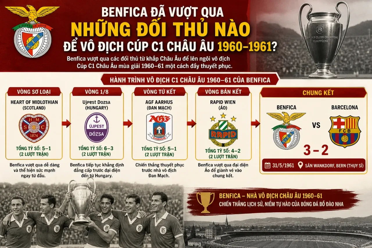 Benfica Đã Lập Kỷ Lục Gì Khi 2 Lần Liên Tiếp Vô Địch Cúp C1 Châu Âu 1961–1962?
