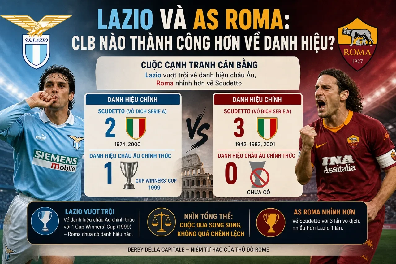 Biểu tượng chiếc cúp danh giá thể hiện cuộc đua thành tích giữa Lazio và AS Roma