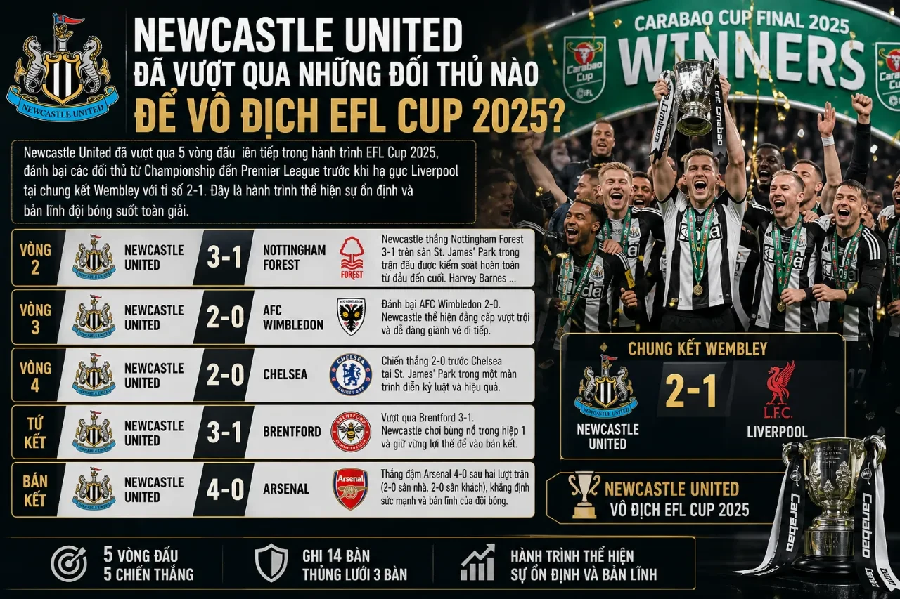 Tổng Hợp Danh Hiệu & Thành Tích CLB Newcastle United: Từ Thời Hoàng Kim Đến Chức Vô Địch EFL Cup 2025