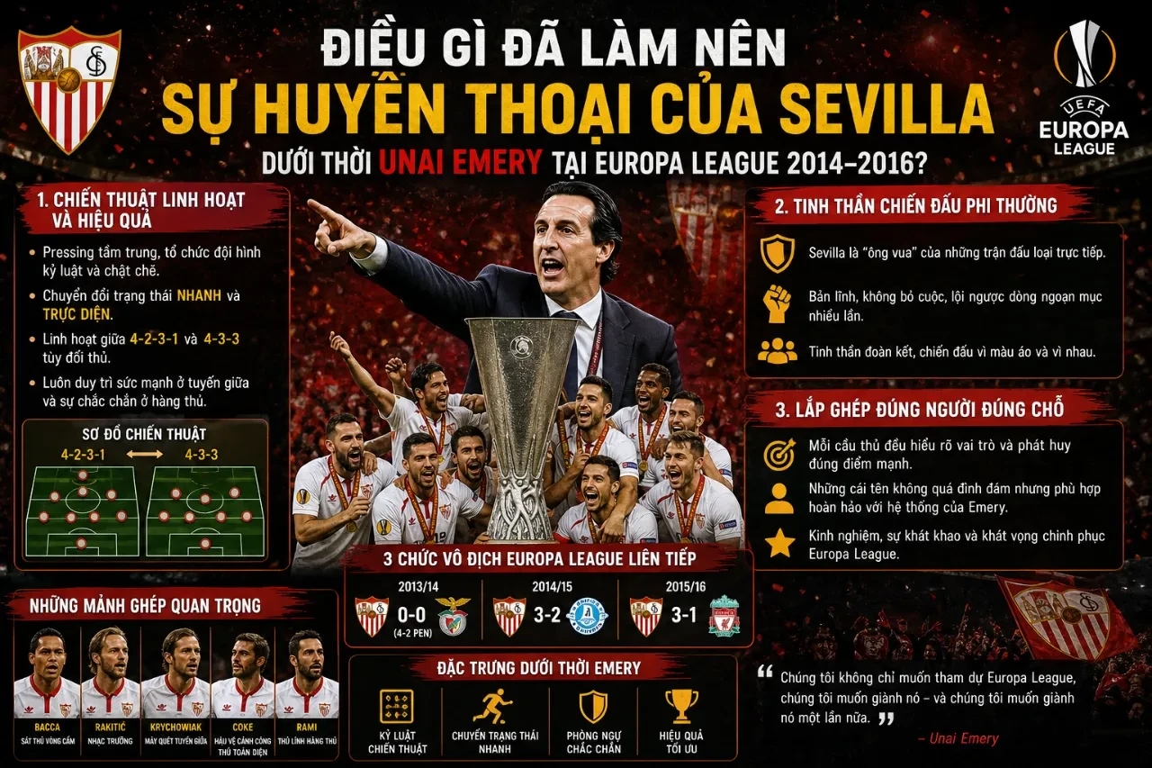 Sevilla FC — Bá Chủ Europa League: Giải Mã Kỷ Lục 7 Lần Vô Địch Vô Tiền Khoáng Hậu & DNA Cúp Châu Âu Không Đội Nào Sánh Kịp