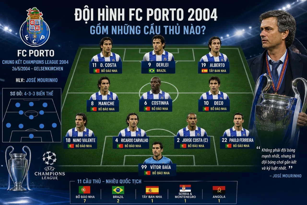 Đội hình xuất phát nâng cao cúp vô địch Champions League 2004 của câu lạc bộ FC Porto