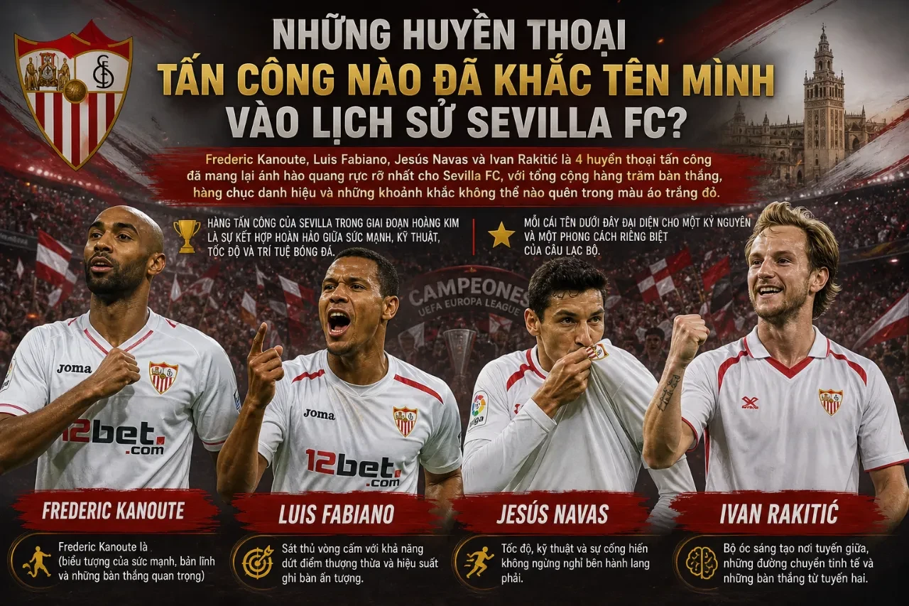 Tiền đạo Frederic Kanoute và Luis Fabiano ăn mừng bàn thắng thăng hoa trong màu áo Sevilla FC