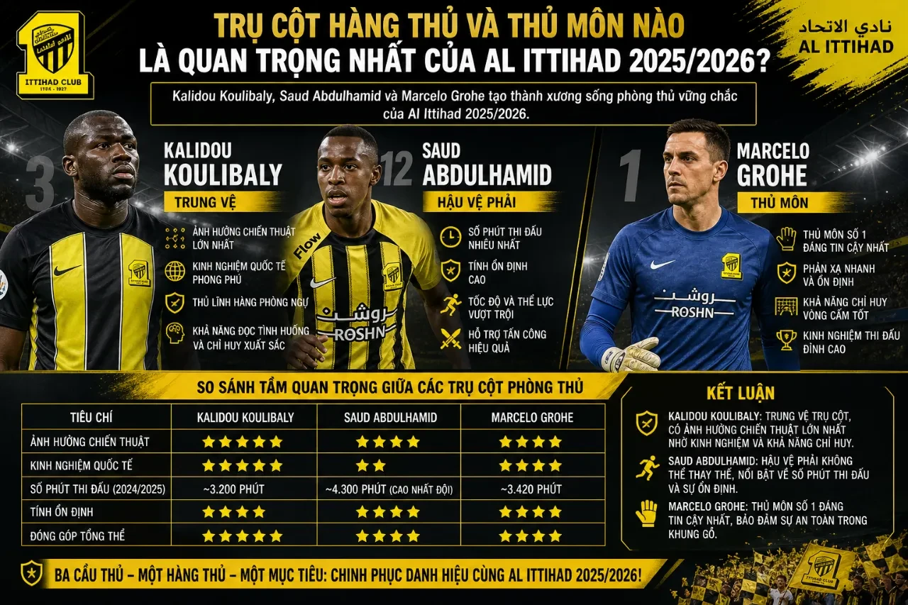 Cập Nhật Danh Sách Cầu Thủ Al Ittihad 2025/2026: Huyền Thoại, Ngôi Sao Thế Giới & Trụ Cột Không Thể Thiếu