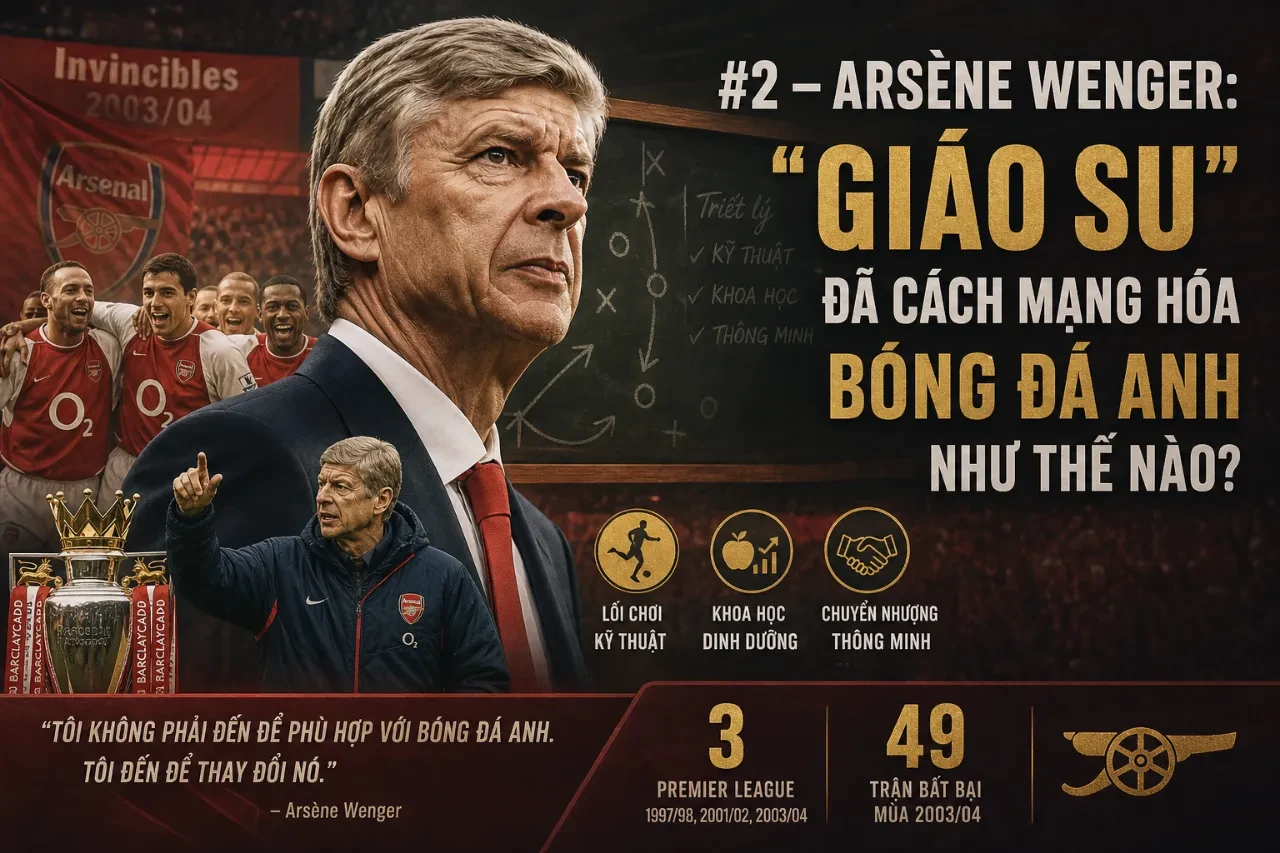 Huấn luyện viên Arsène Wenger mỉm cười rạng rỡ trên băng ghế chỉ đạo của câu lạc bộ Arsenal