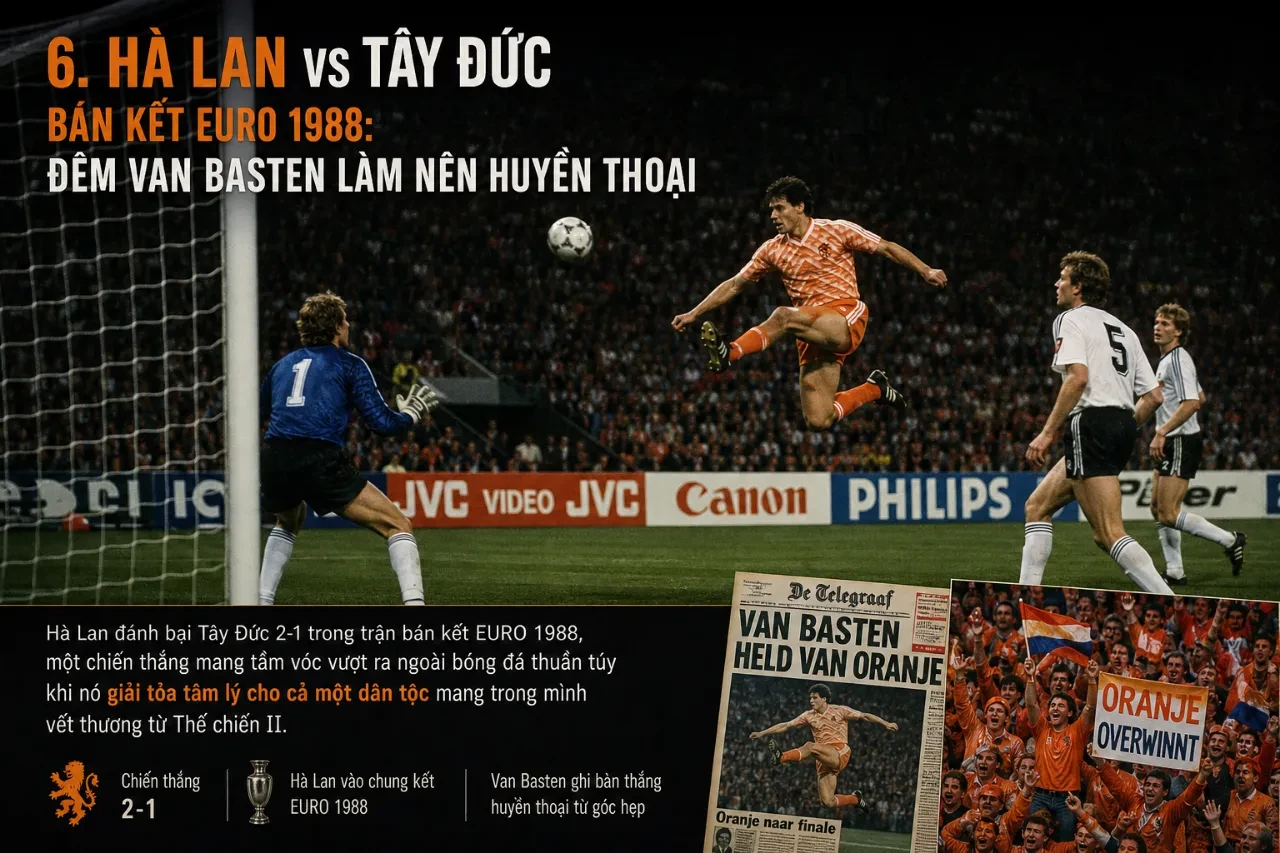 6. Hà Lan vs Tây Đức, Bán Kết EURO 1988: Đêm Van Basten Làm Nên Huyền Thoại