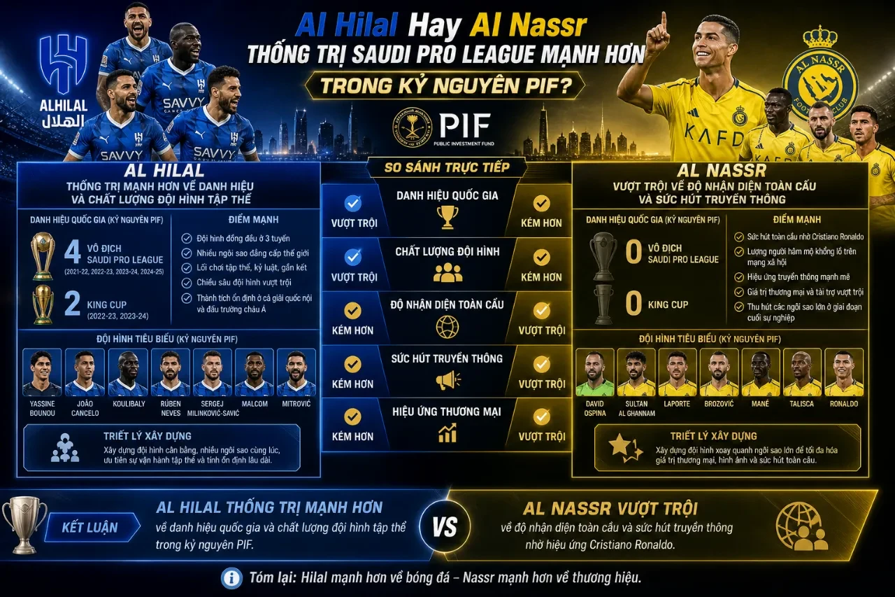 Giải Mã Những Triều Đại Thống Trị Saudi Pro League: Từ Al Hilal Đến Kỷ Nguyên Tứ Đại Gia PIF