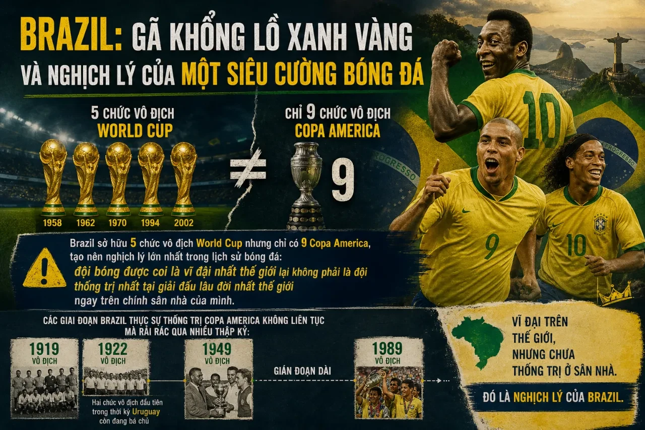 Các cầu thủ Brazil ăn mừng chức vô địch Copa America trên bục vinh quang