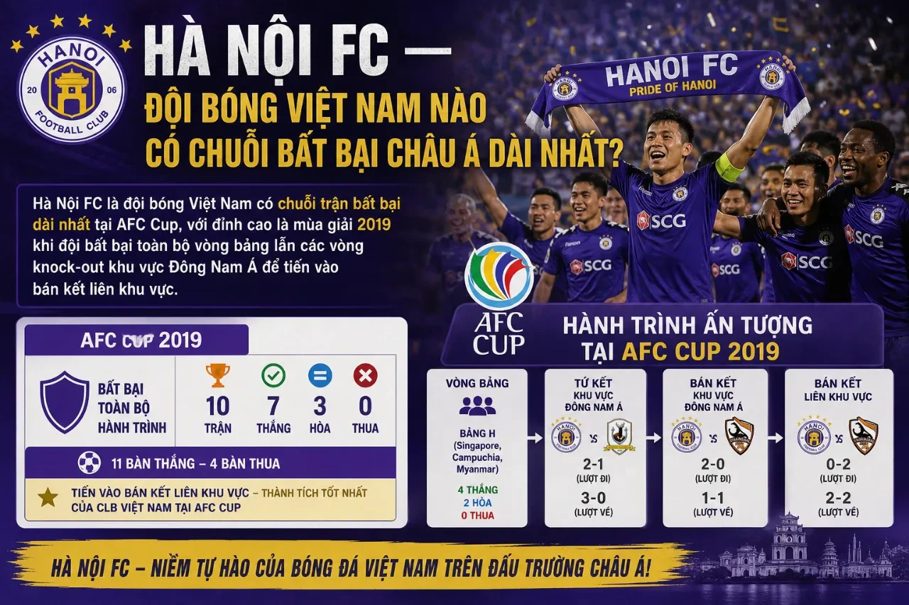 Những Kỷ Lục Bất Bại và Chiến Tích Chấn Động Châu Á của Các CLB Việt Nam