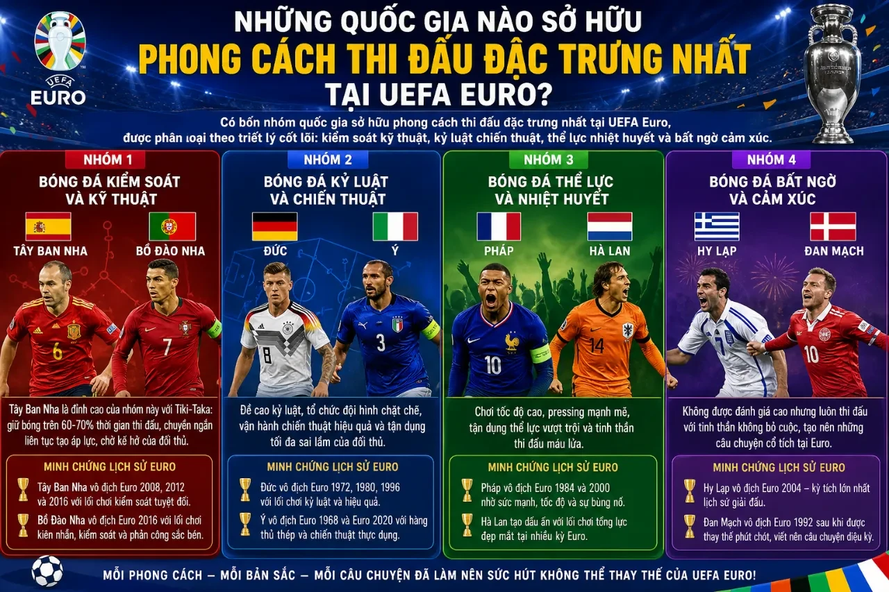Những Quốc Gia Nào Sở Hữu Phong Cách Thi Đấu Đặc Trưng Nhất Tại UEFA Euro?