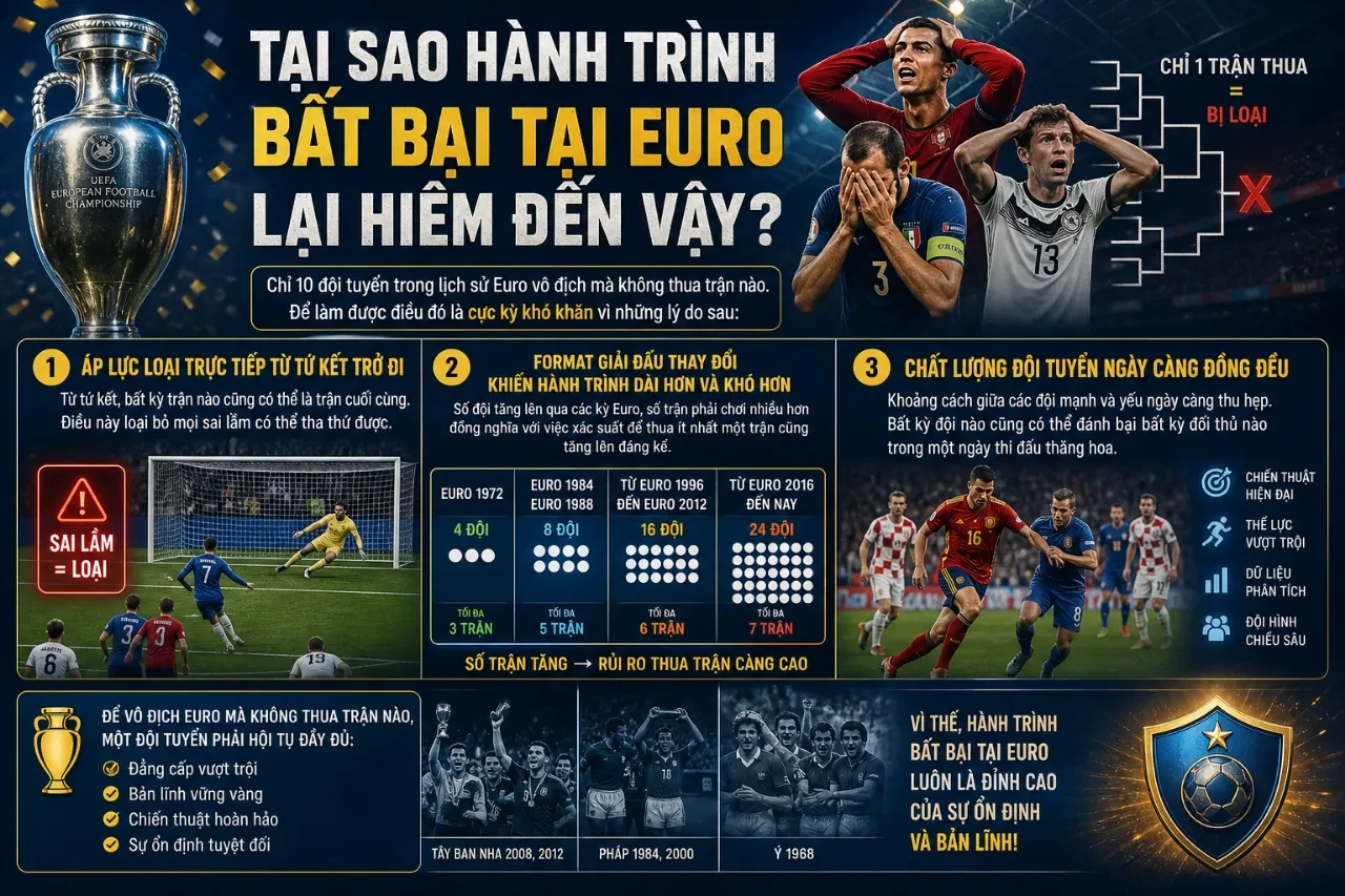 Tại Sao Hành Trình Bất Bại Tại Euro Lại Hiếm Đến Vậy?