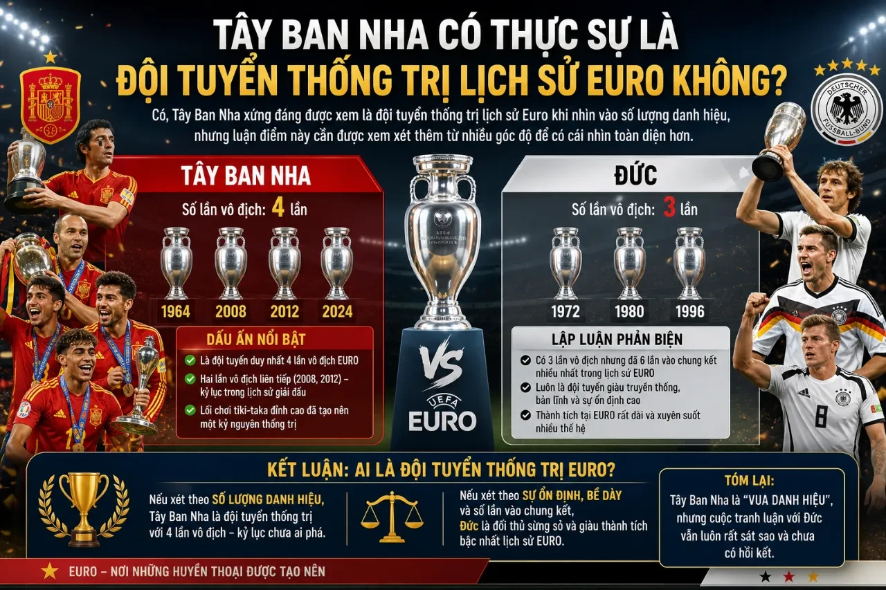 Tây Ban Nha Có Thực Sự Là Đội Tuyển Thống Trị Lịch Sử Euro Không?