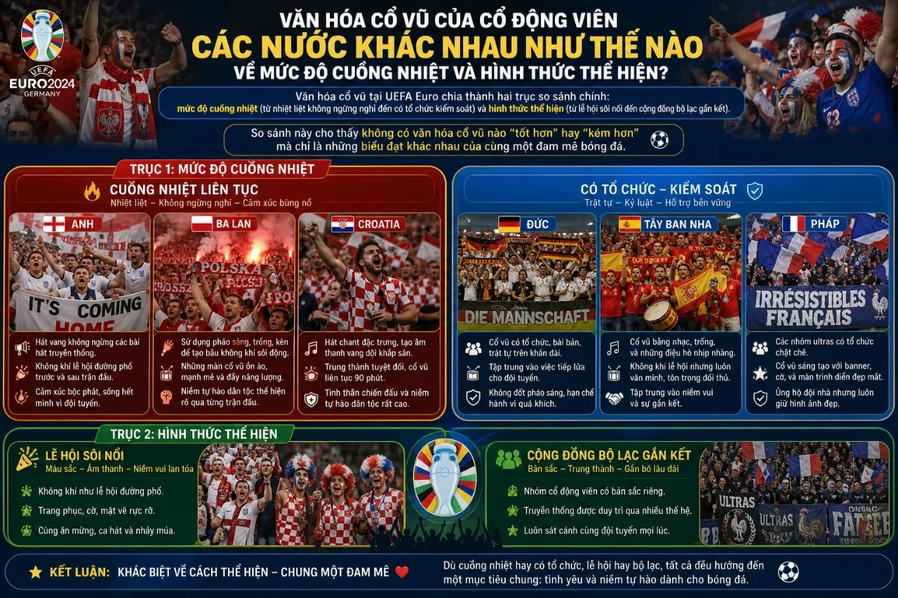 Văn Hóa Cổ Vũ Của Cổ Động Viên Các Nước Khác Nhau Như Thế Nào Về Mức Độ Cuồng Nhiệt và Hình Thức Thể Hiện?