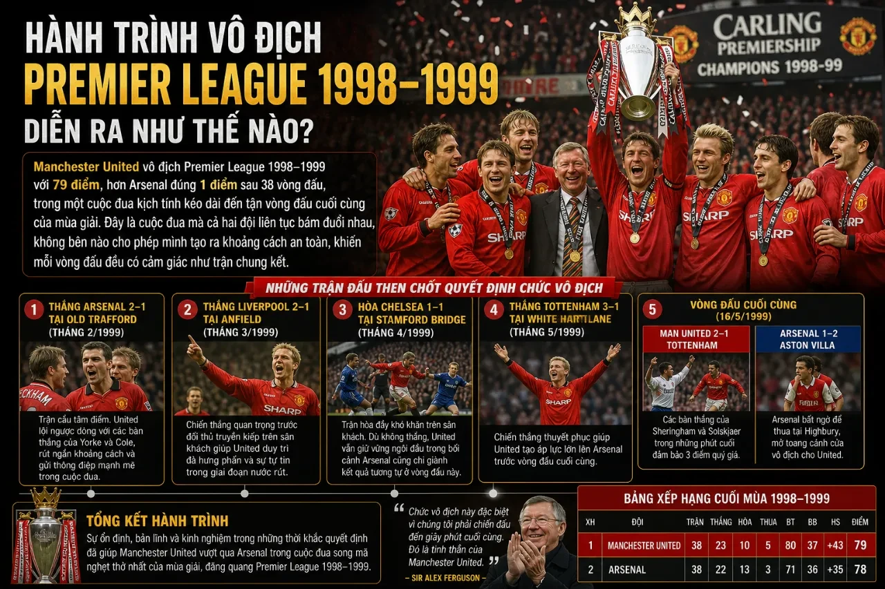Các cầu thủ Manchester United ăn mừng chức vô địch Ngoại hạng Anh đầy kịch tính trên sân nhà Old Trafford