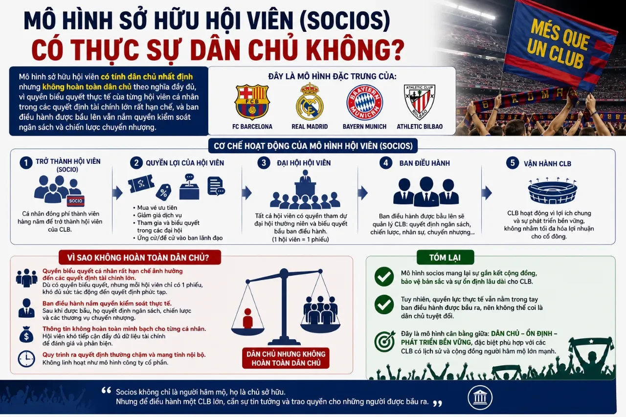 Đại hội cổ đông của mô hình hội viên socios tại sân vận động bóng đá Tây Ban Nha